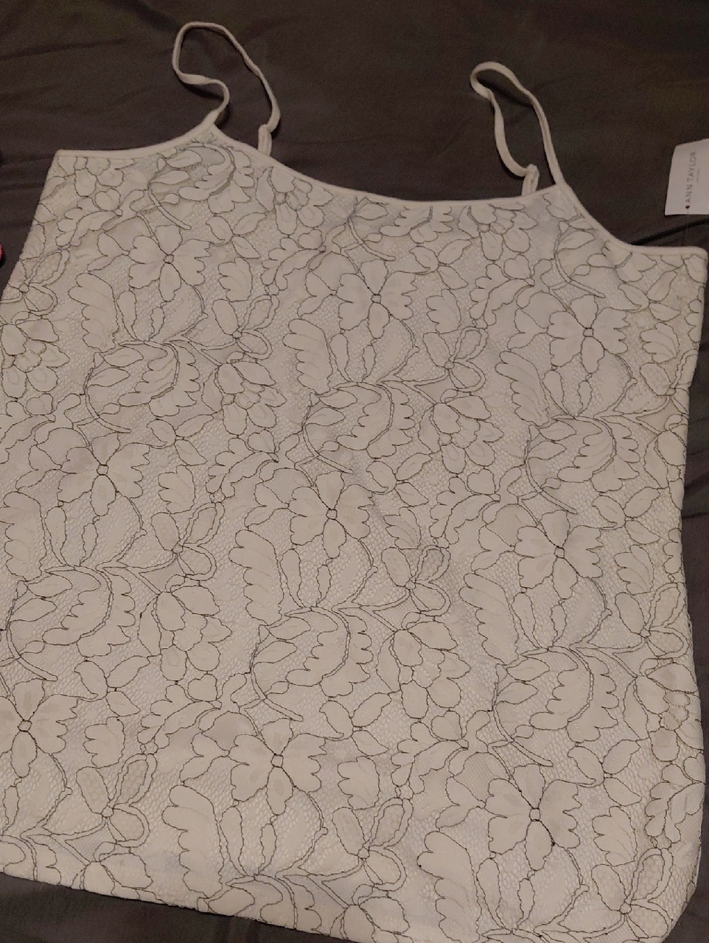 Ann Taylor White Floral Lace Camisole with Adjustable Straps